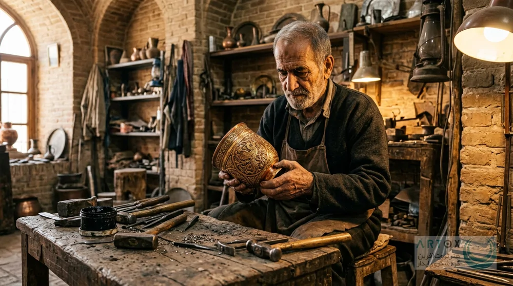 راز جام سیمرغ؛ حماسه استاد محمود دهنوی و احیای قلم‌زنی باستانی ایران